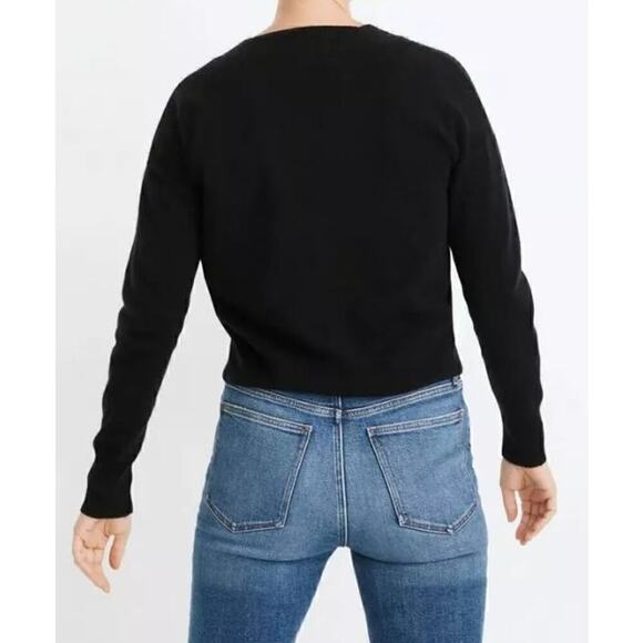 Madewell (Re)sponsible Sweater Cashmere V-Neck Crop Pullover True Black NWT XS - Picture 2 of 9